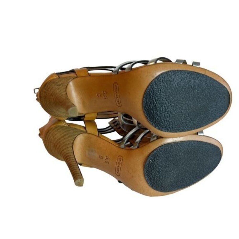 Coach Women's Leather Brown Silver Lucy Gladiator Heels Strappy Size 5.5 NWOB - Picture 6 of 7